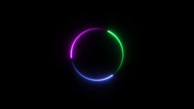 Siyah arkaplan üzerinde soyut neon küre oluşturuluyor