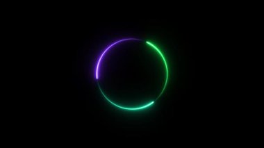 3 boyutlu neon parlayan neon daire çizimi.