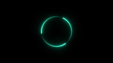 Soyut neon parlayan daireler, daireler ve parlayan neonlar. Parlak küreli neon parlayan daire ile alan arkaplanı.