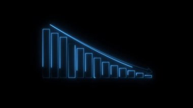 Neon ışığı. Karanlık bir duvardaki ok. 3d oluşturma.