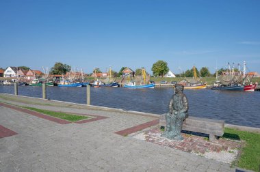 Greetsiel Limanı, Krummhoern, Doğu Frizya, Kuzey Denizi, Wattenmeer Ulusal Parkı, Aşağı Saksonya, Almanya