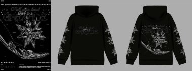 Retro fütüristik piksel sanat posteri. Sokak kıyafetleri, ceket, tişört ya da beyaz arka planda izole edilmiş kazak için efektli soyut baskı.