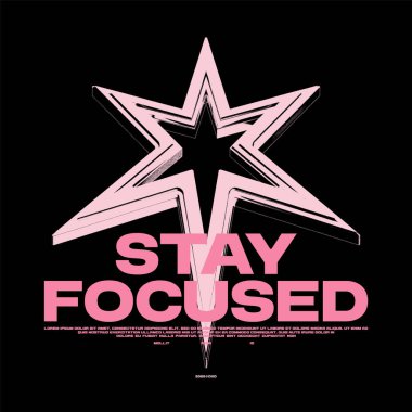 Y2K hexagram print. Grunge 3D silk screen graphic design with noise effect. Print for t-shirt, hoodie, sweatshirt. Vector