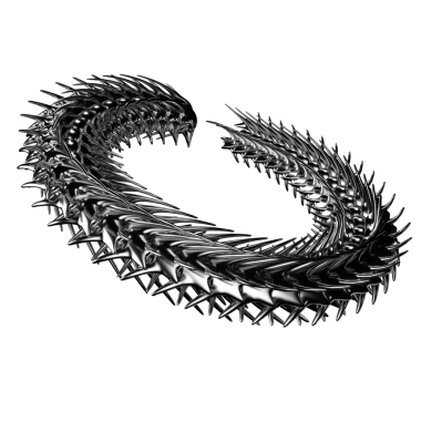 Krom 3 boyutlu element. Soyut metal sırtı, siber silizm tarzında demir kemikler, perspektif nesneleri. Şeffaf arkaplan