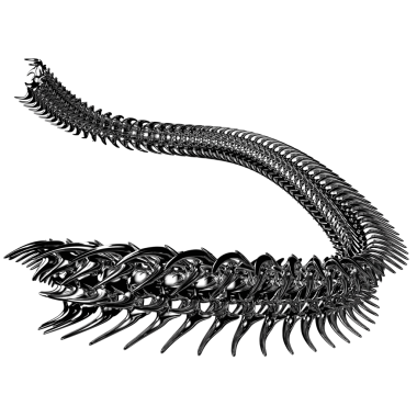 Krom 3 boyutlu element. Soyut metal sırtı, siber silizm tarzında demir kemikler, perspektif nesneleri. Şeffaf arkaplan