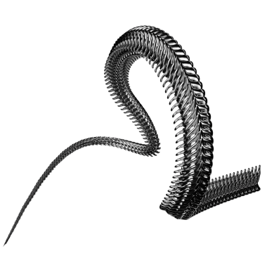 Krom 3 boyutlu element. Soyut metal sırtı, siber silizm tarzında demir kemikler, perspektif nesneleri. Şeffaf arkaplan