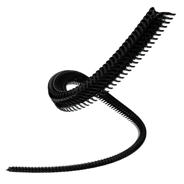 Krom 3 boyutlu element. Soyut metal sırtı, siber silizm tarzında demir kemikler, perspektif nesneleri. Şeffaf arkaplan