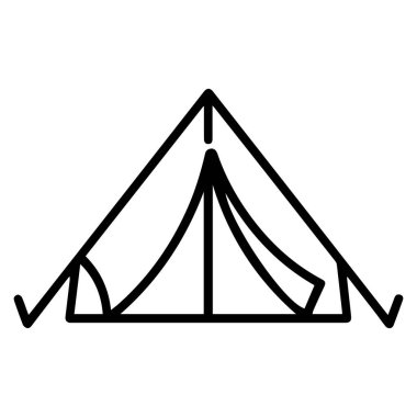 Beyaz arka planda izole edilmiş kamp çadırı çizgisi