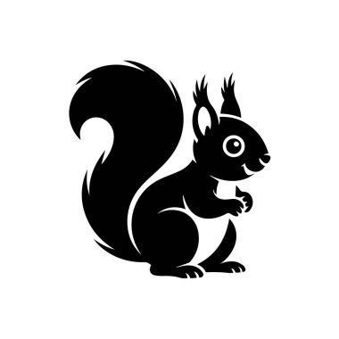 Kabarık kuyruklu, şakacı sincap silueti. Minimalist hayvan simgesi doğa markalaşması ve logolar için mükemmel.
