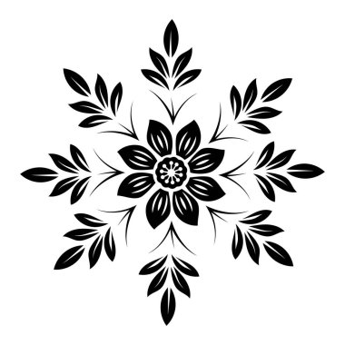 Vektör siyah kar tanesi çiçek tasarımı