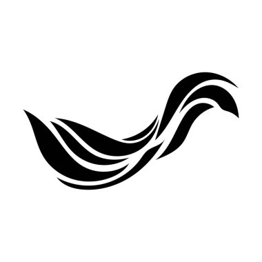 Dalgalı saçların soyut siyah silueti