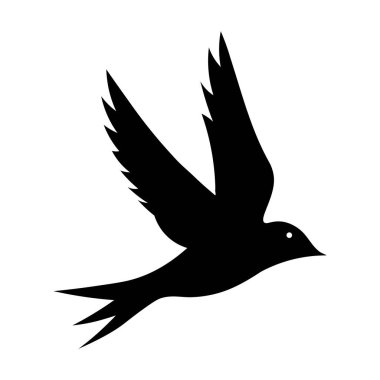 Uçan hızlı bir kuşun siyah silueti.