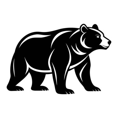 Vektör stili siyah ayı yürüyüşü, güçlü ve görkemli vahşi bir hayvan, vektör çizimi, beyaz arka planda izole edilmiş.