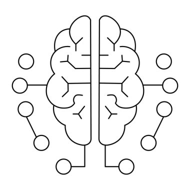 Makine öğrenmesini, veri işlemesini ve dijital teknolojiyi temsil eden yapay zeka ağı simgesi