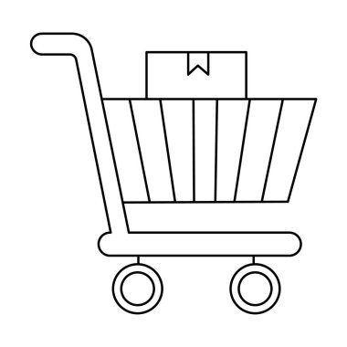 Teslimat Kutusu Resimli Alışveriş Arabası, Alışveriş Sepeti, Çevrimiçi Alışveriş ve Satın Alma Tramvayı