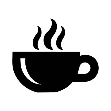 Sıcak İçeceği, Kafe Sembolünü, İçeceği ve Sabah İçeceğini Temsil eden Buharlı Kahve Kupası Simgesi
