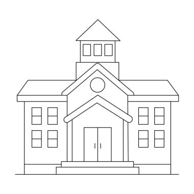 Okul İnşaat Sanatı, Eğitim Mimarisi Simgesi, Minimalist Kampüs Özeti, Akademik Kurum Vektörü