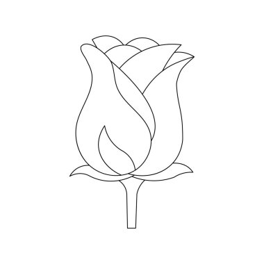 Gül Çiçeği Bud Botanik Doğası Zarif Çizgi Çizgisi Sanat Taslak Vektör Simgesi