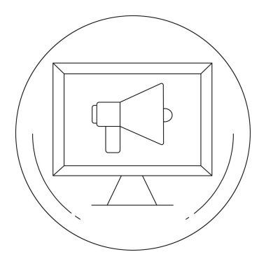 Bilgisayar Ekranı Görünümünde Dijital Pazarlama Megafon Medya Destekleyici