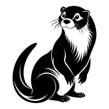 Susamuru Oturan Vahşi Yaşam Hayvan Memeli İllüstrasyonu Siyah-Beyaz Kürk Doğa Vektörü