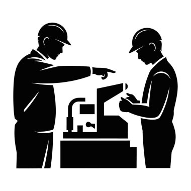 Fabrika Makine Endüstrisindeki İşçiye İşgücü Silueti Veren Yönetici