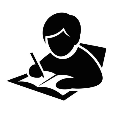 Not Defteri Yazan Öğrenci Eğitim Öğrenim Kalem Çalışması Ev ödevi Okulu Silueti