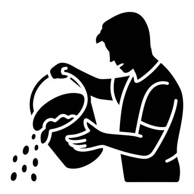 İnşaat İşçisi Malzeme Kovası Kılavuzu Çalışma Endüstrisi Silüeti