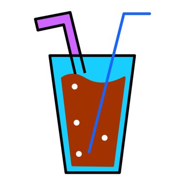 İçecek Bardağı Saman İçeceği Soğuk Meyve Suyu İllüstrasyonu Yaz Simgesi