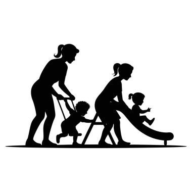 Anne Çocuk Aile Bakımı Çocuk Sevgisi Destek Silueti