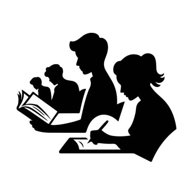 Öğrenciler Eğitim Odası Öğrenim Kitapları Yazıyor Odaklanma Bilgisi Silueti