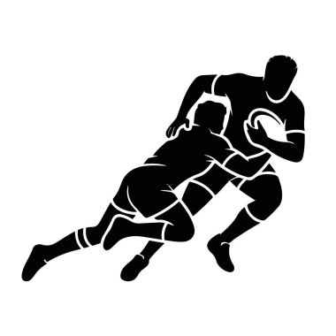 Rugby Oyuncuları Harekete Geçti, Siluet Çizimi, Dinamik Spor Sahnesi