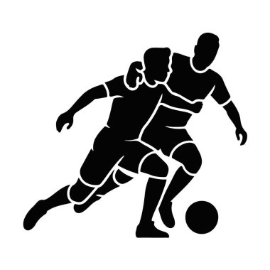 Futbol Oyuncuları Yoğun Maç Silüetinde Top İçin Yarışıyor