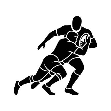 Rugby Oyuncuları Beyaz Arkaplanda Rakipleriyle Mücadele Ediyor