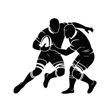 Amerikan futbolcuları, siyah-beyaz, dinamik illüstrasyon spor müsabakalarıyla mücadele ediyor