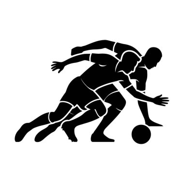 Futbol Oyuncuları Yoğun Maç Siluetinde Top İçin Yarışıyor