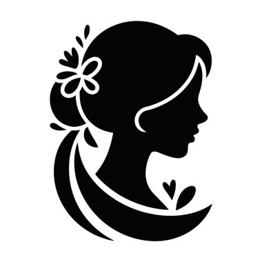 Kadın Profili Çiçek Güzelliği Silüeti Zarif Saç Tarzı Dekoratif Kadınlık Tasarımı