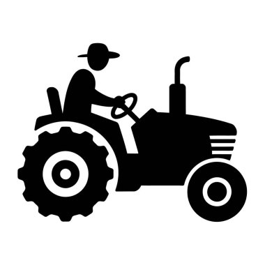 Kırsal Çiftçi Sürücüsü, tarım alanında tarım traktörü çalıştırıyor.