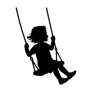 Mutlu Çocuk Dönüşümlü Oyun Bahçesi Çocukluk Eğlencesi Siluet Çizimi