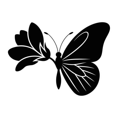 Zarif Kelebek Silueti Doğa Böceği Dekoratif Simgesi