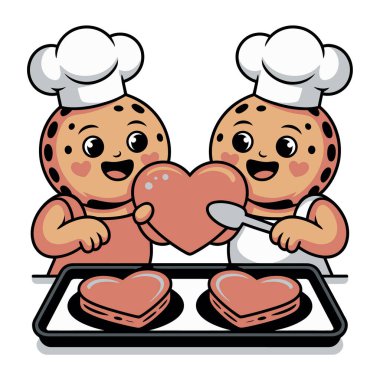 Çizgi film Kurabiyeleri Mutfakta Kalp Şeklinde İkram Ediyor