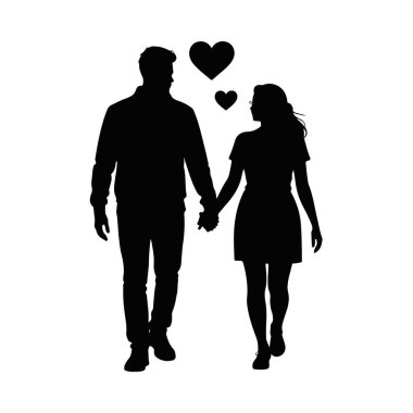 Aşık Kalpli Çift Elleri Silueti
