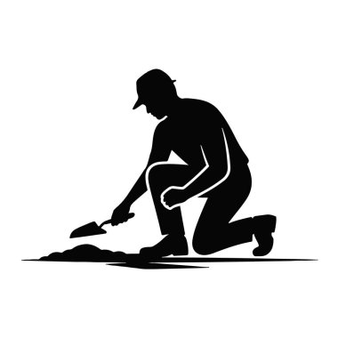 Basit Siluet Biçiminde Diz Çöküp Kazan Adam