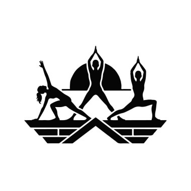 Savaşçı Yoga Siluetleri Güneşli Tuğla Platformunda Poz Verin