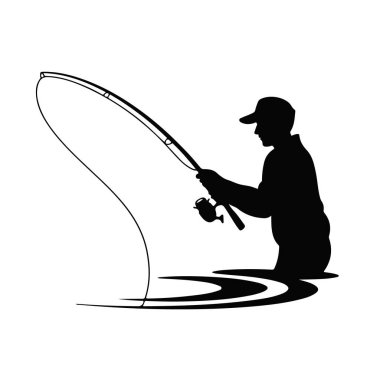 Balık Çubuğu ve Makaralı Adam Suda Balık Avlıyor