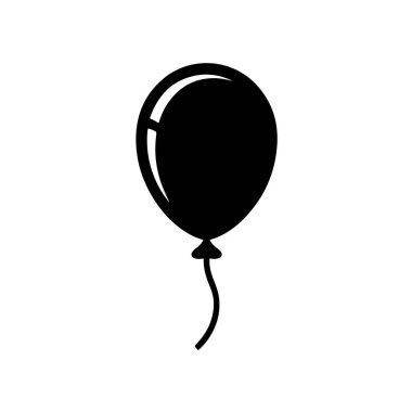 Beyaz arka planda tek başına yüzen siyah balon, basit bir illüstrasyon