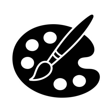 Palette siyah boya fırçası, sanatsal araç, yaratıcı sembol, grafik simgesi