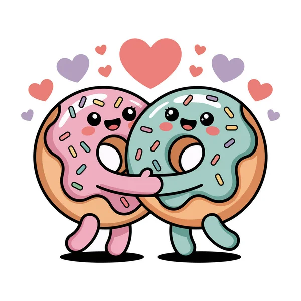 Kalpli iki çizgi film donutu, tatlı ikramları, Sevgililer Günü