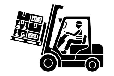 Forklift operatörü depoda kutu taşımacılığı yapıyor.