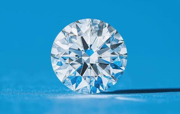 Mükemmel kesilmiş, parlak yüzlü, turkuaz mavisi bir elmas.