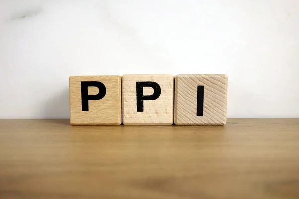 Ppi Payment Protection Insurance Abbreviation Wooden Blocks Business Concept — Stock Photo, Image